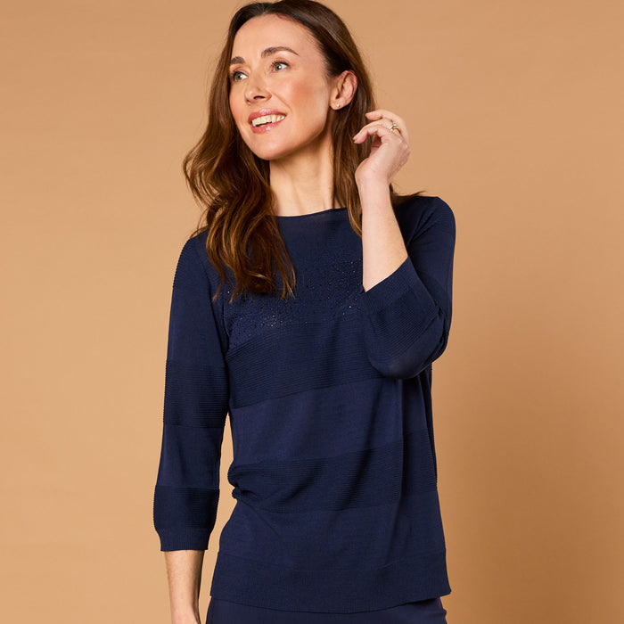 Emreco Fashion Emreco Knitwear EMRECO Navy Sparkle Knit Jumper