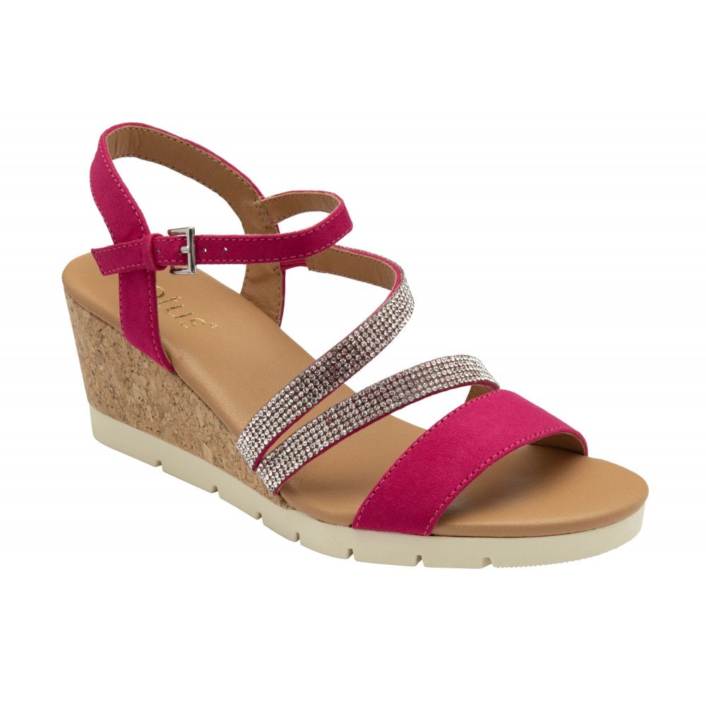 LOTUS Goldie Pink Open Toe Wedge Sandals