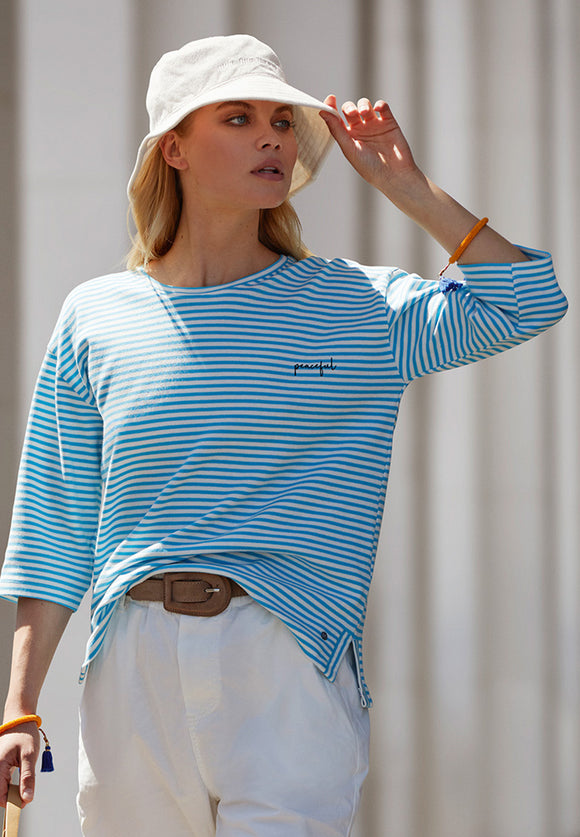 BROADWAY NYC Turquoise Striped Top