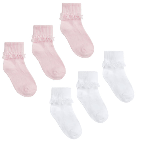 Lace Turnover Top Socks - 3 Pair Pack