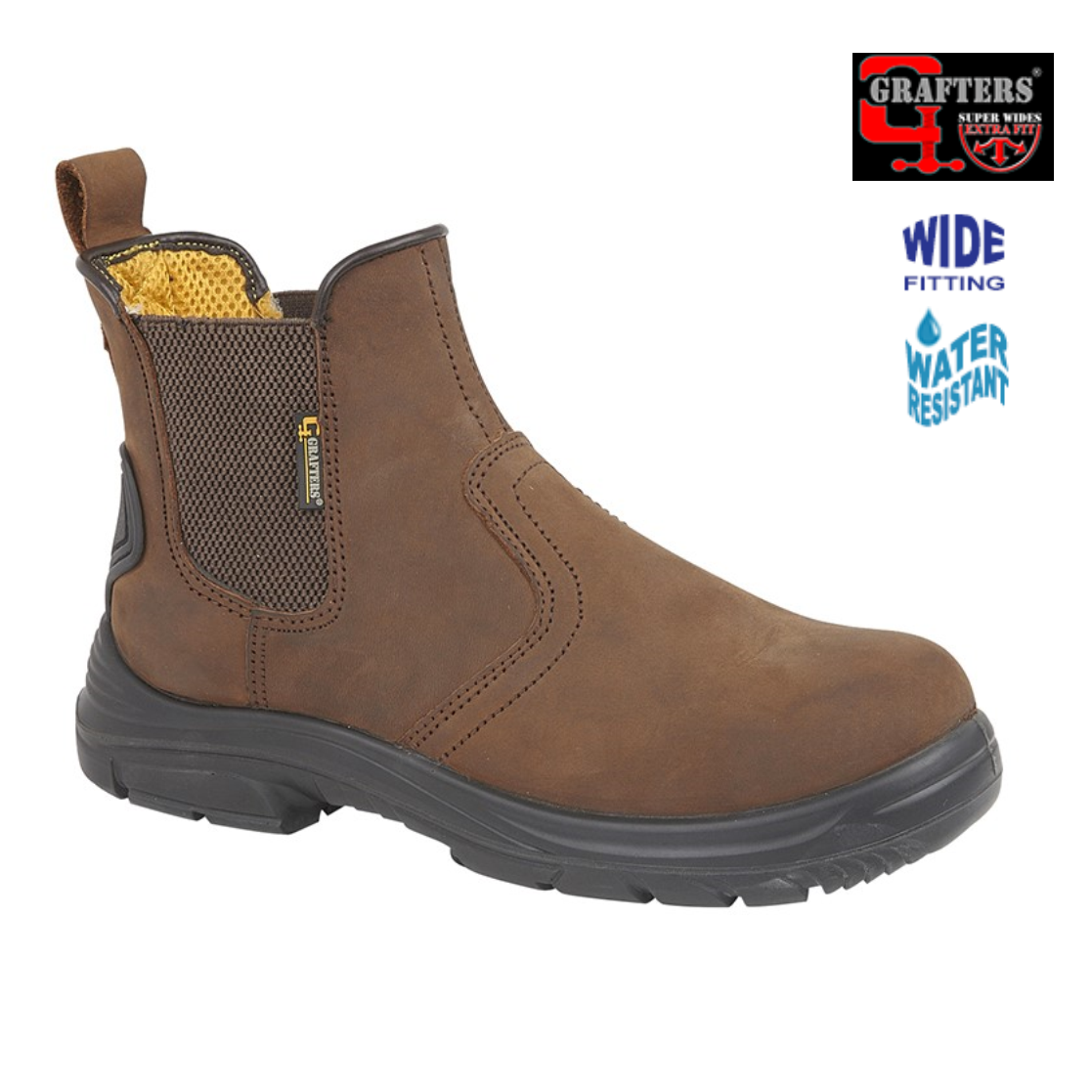 Brown Wide Fit Safety Boot Grafters – Mooreheads