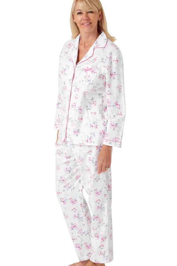 Pink Floral Brushed Cotton Pyjamas - Marlon