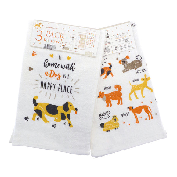 Dogs 3 Pack Tea Towels