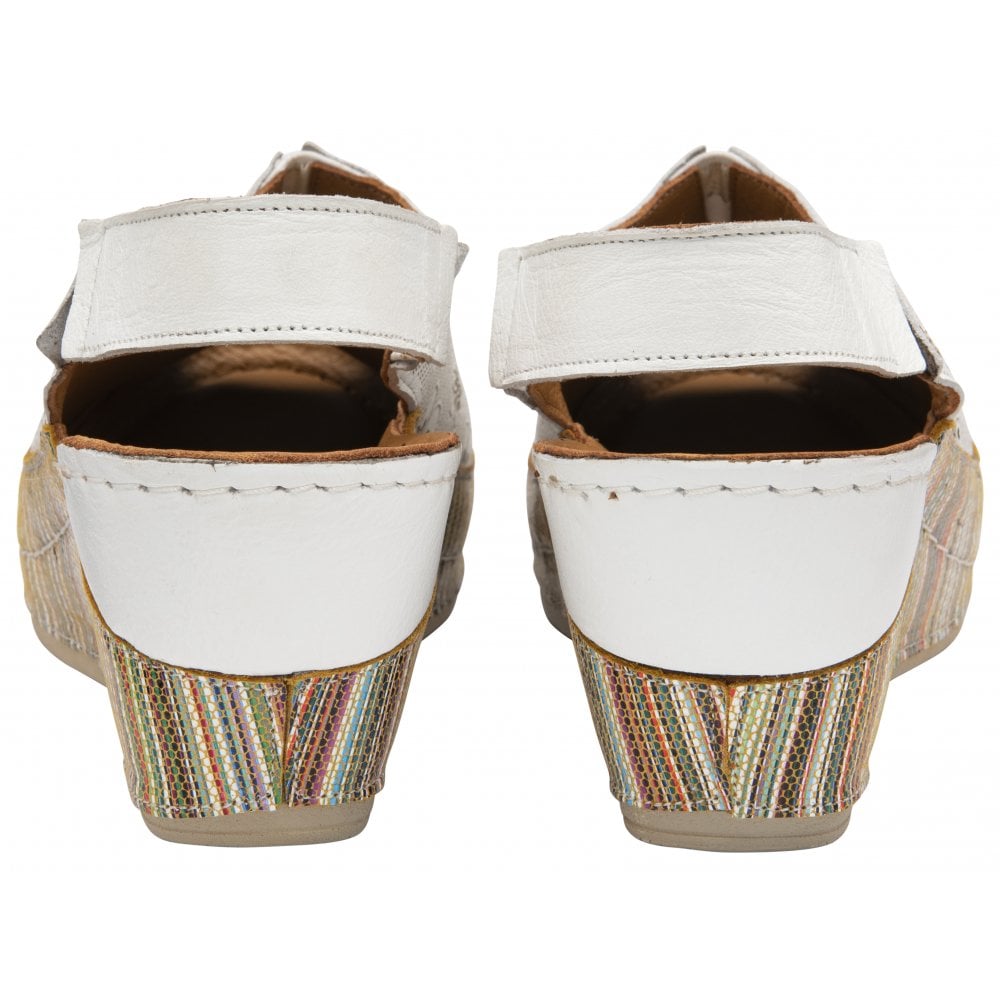 Lotus white wedge sales sandals