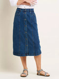 BRAKEBURN Button Front Denim Midi Skirt