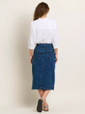 BRAKEBURN Button Front Denim Midi Skirt