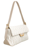 BESSIE LONDON Beige Signature Monogram Shoulder Bag