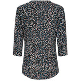 EMRECO Teal Animal Print Blouse