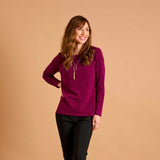 EMRECO Berry Round Neck Top with Necklace