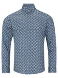 Remus Uomo Blue Seville Long Sleeve Semi-Formal Shirt
