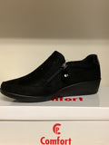 COMFORT Black Micro Double Zip Shoe