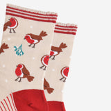 Christmas Cream/Red Robin Bamboo Socks