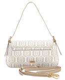 BESSIE LONDON Beige Signature Monogram Shoulder Bag