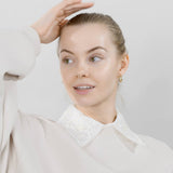 Elegant Lace and Pearl Flowers Embellished White Collar