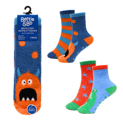 Monster Novelty Brushed Chenille Socks (2pack)