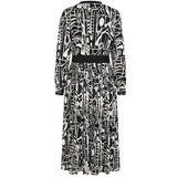 EMRECO Black & White Abstract Print Midi Dress