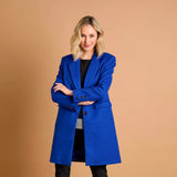 EMRECO Blue Single Breasted Revere Collar Coat