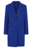 EMRECO Blue Single Breasted Revere Collar Coat