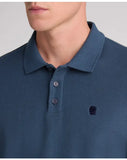 Remus Uomo Blue Long Sleeve Polo Half Button Polo Shirt