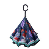 Blue Chrysanthemum Upside Down Umbrella