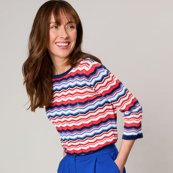 EMRECO Coral Chevron Striped Jumper