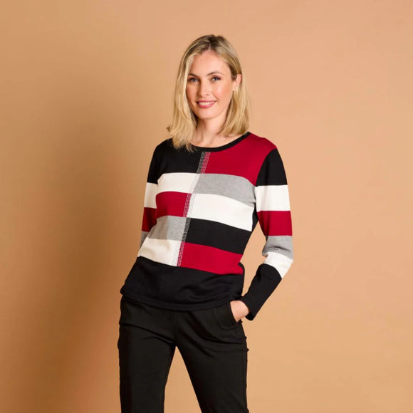 EMRECO Red Colour Block Jumper
