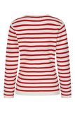 EMRECO Red Striped Round Neck Cardigan