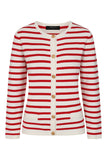 EMRECO Red Striped Round Neck Cardigan
