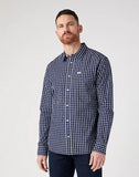 WRANGLER Navy Check Long Sleeve Shirt