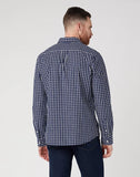 WRANGLER Navy Check Long Sleeve Shirt