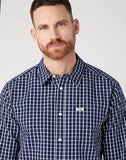 WRANGLER Navy Check Long Sleeve Shirt