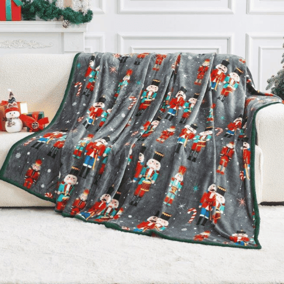 Nutcracker Christmas Flannel Luxury Sherpa Throw 150x230cm