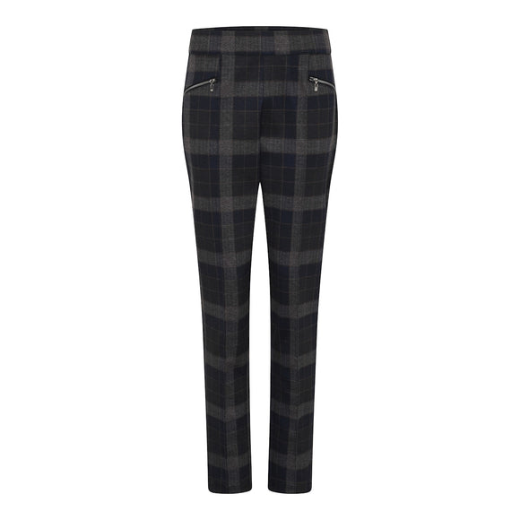 MICHA Brown/Black Check Pull On Trousers