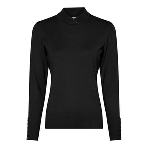 MICHA Black Button Detail Turtle Neck