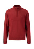 FYNCH HATTON Scarlet Cotton Sweater with Troyer Collar