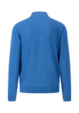 FYNCH HATTON Azure Cotton Sweater with Troyer Collar