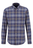 FYNCH HATTON Blue Checked Flannel Shirt