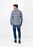 FYNCH HATTON Blue Checked Flannel Shirt