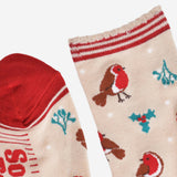 Christmas Cream/Red Robin Bamboo Socks