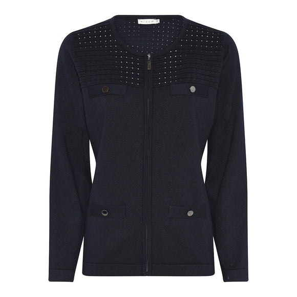 MICHA Navy Zip Front Cardigan