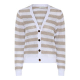 MICHA White & Sand Striped Knitted Cardigan