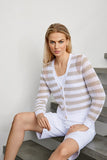 MICHA White & Sand Striped Knitted Cardigan