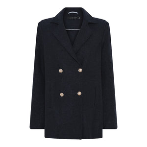 MICHA Navy Boucle Wool Coat