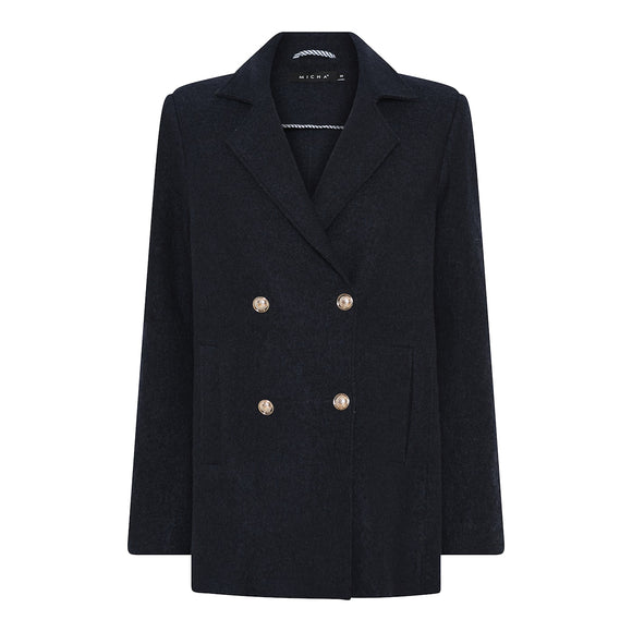 MICHA Navy Boucle Wool Coat