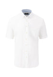 FYNCH HATTON White Slub Cotton Short Sleeve Shirt