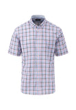 FYNCH HATTON Lavender Check Short Sleeve Shirt