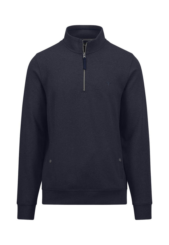 FYNCH HATTON Navy 1/4 Zip Sweatshirt