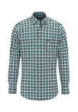 FYNCH HATTON Grass Green Check Shirt