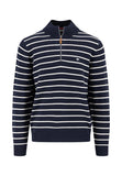 FYNCH HATTON Navy Striped Cotton Sweater