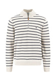 FYNCH HATTON Off White Striped Cotton Sweater